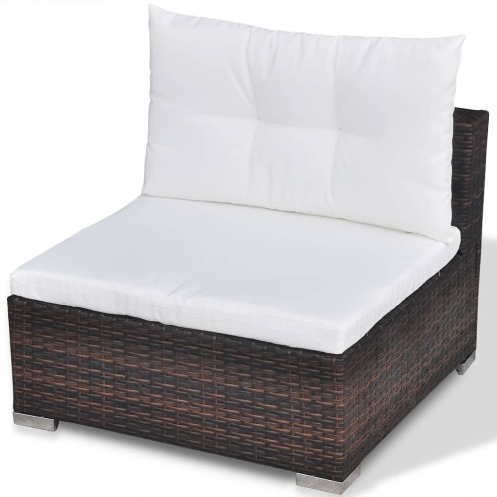 5-delige Loungeset met kussens poly rattan bruin Tuinsets | Creëer jouw Trendy Thuis | Gratis bezorgd & Retour | Trendy.nl