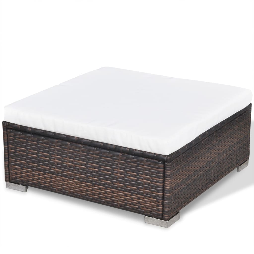 5-delige Loungeset met kussens poly rattan bruin Tuinsets | Creëer jouw Trendy Thuis | Gratis bezorgd & Retour | Trendy.nl