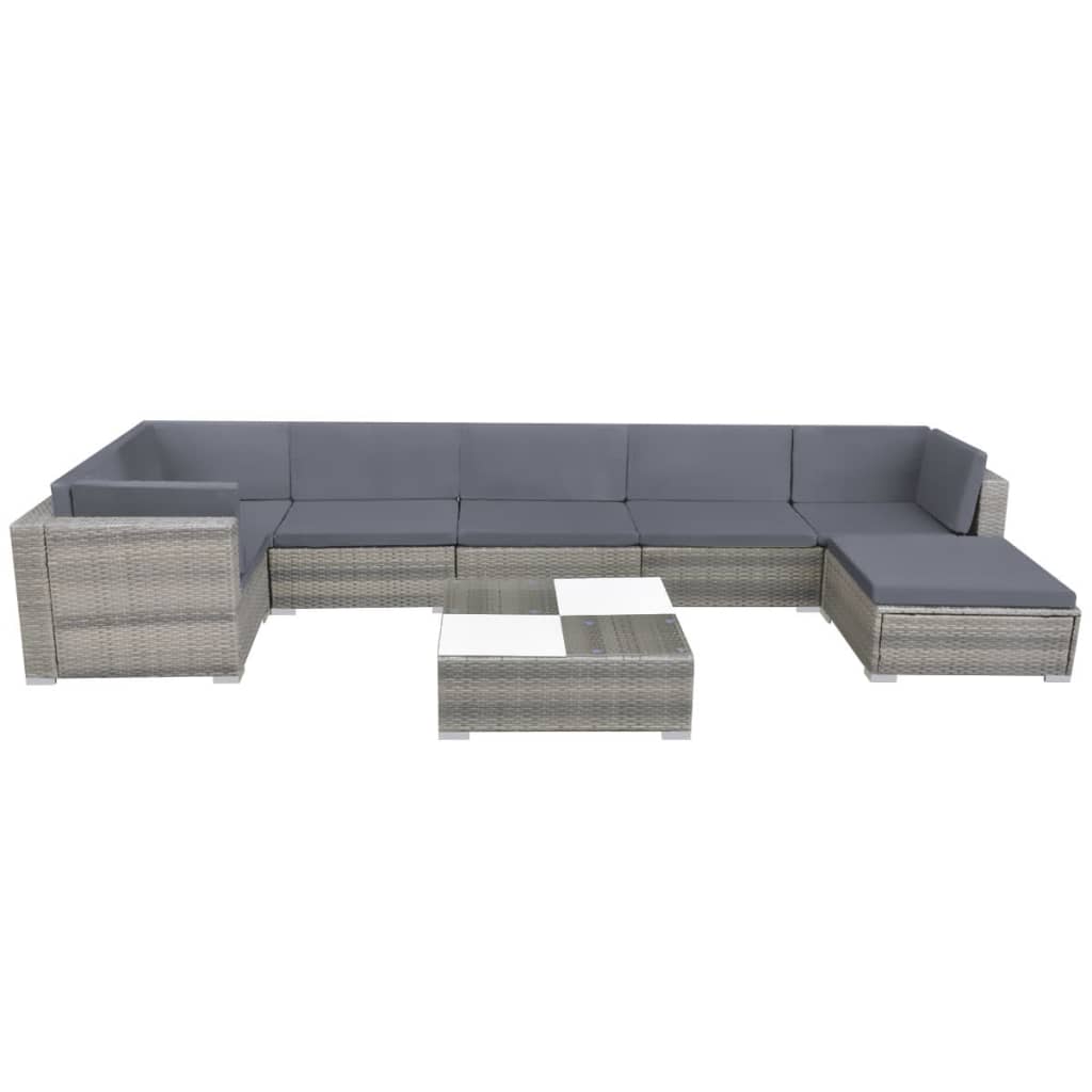 8-delige Loungeset met kussens poly rattan grijs Tuinsets | Creëer jouw Trendy Thuis | Gratis bezorgd & Retour | Trendy.nl