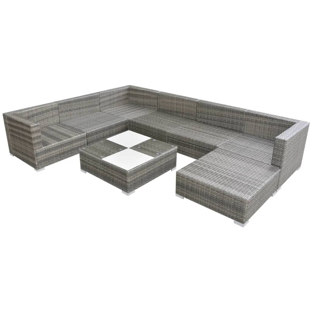 8-delige Loungeset met kussens poly rattan grijs Tuinsets | Creëer jouw Trendy Thuis | Gratis bezorgd & Retour | Trendy.nl