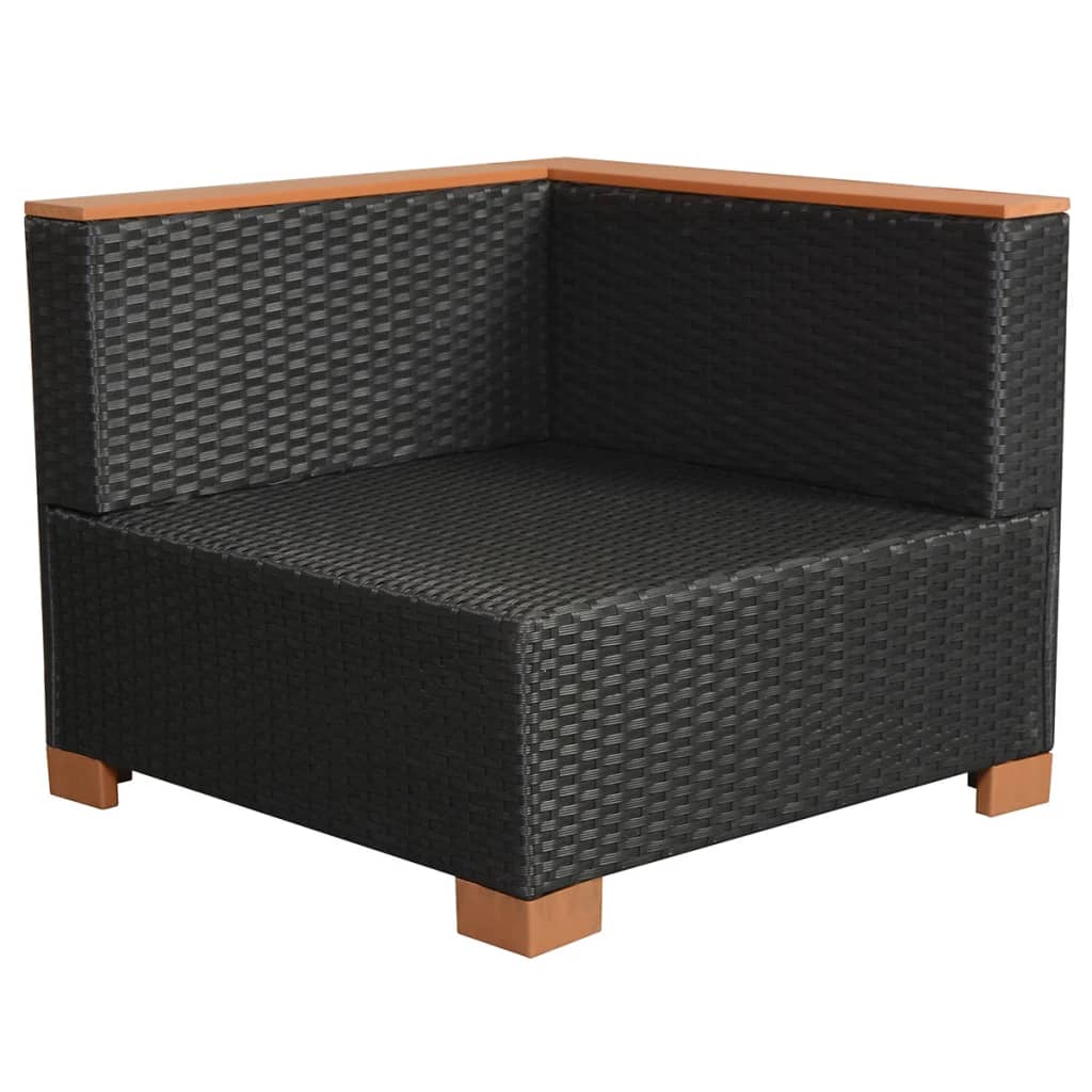 10-delige Loungeset met kussens poly rattan zwart