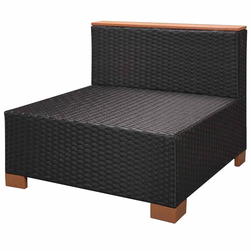 10-delige Loungeset met kussens poly rattan zwart