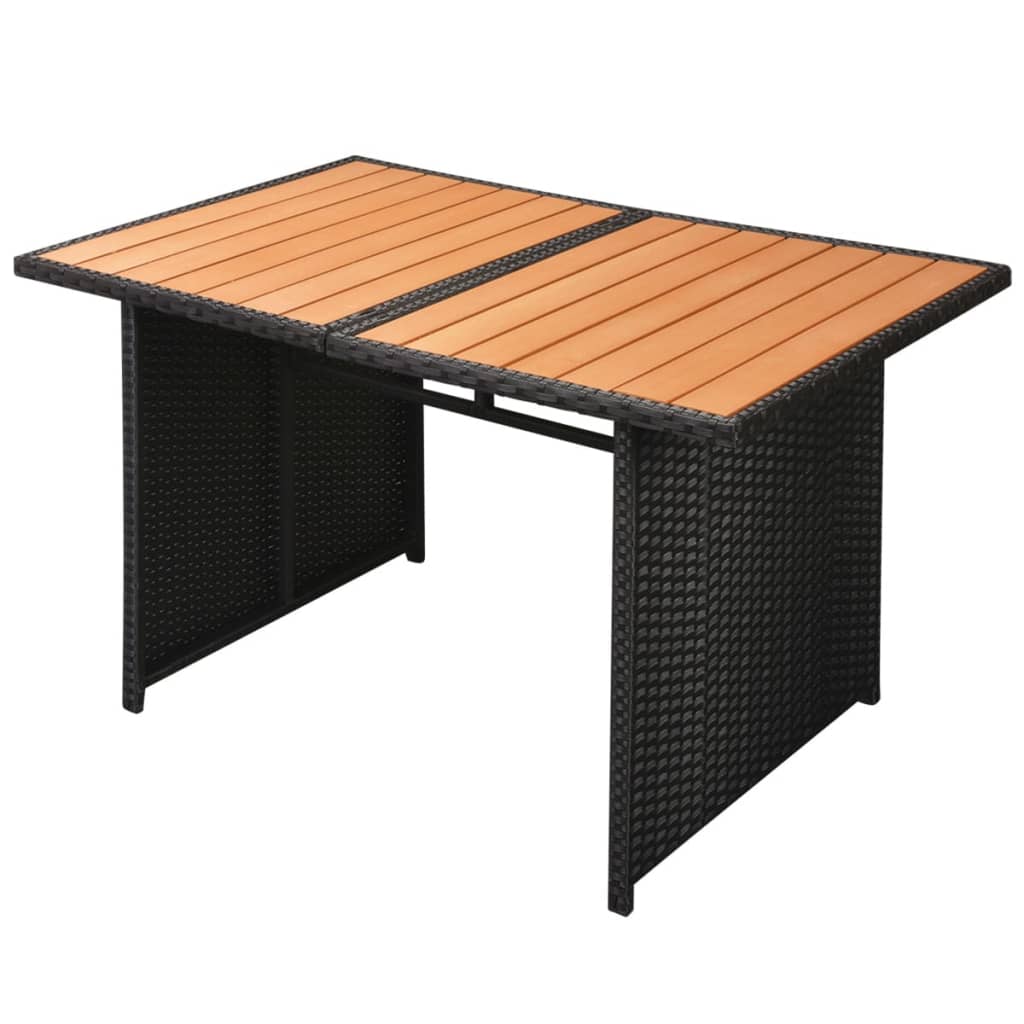 10-delige Loungeset met kussens poly rattan zwart