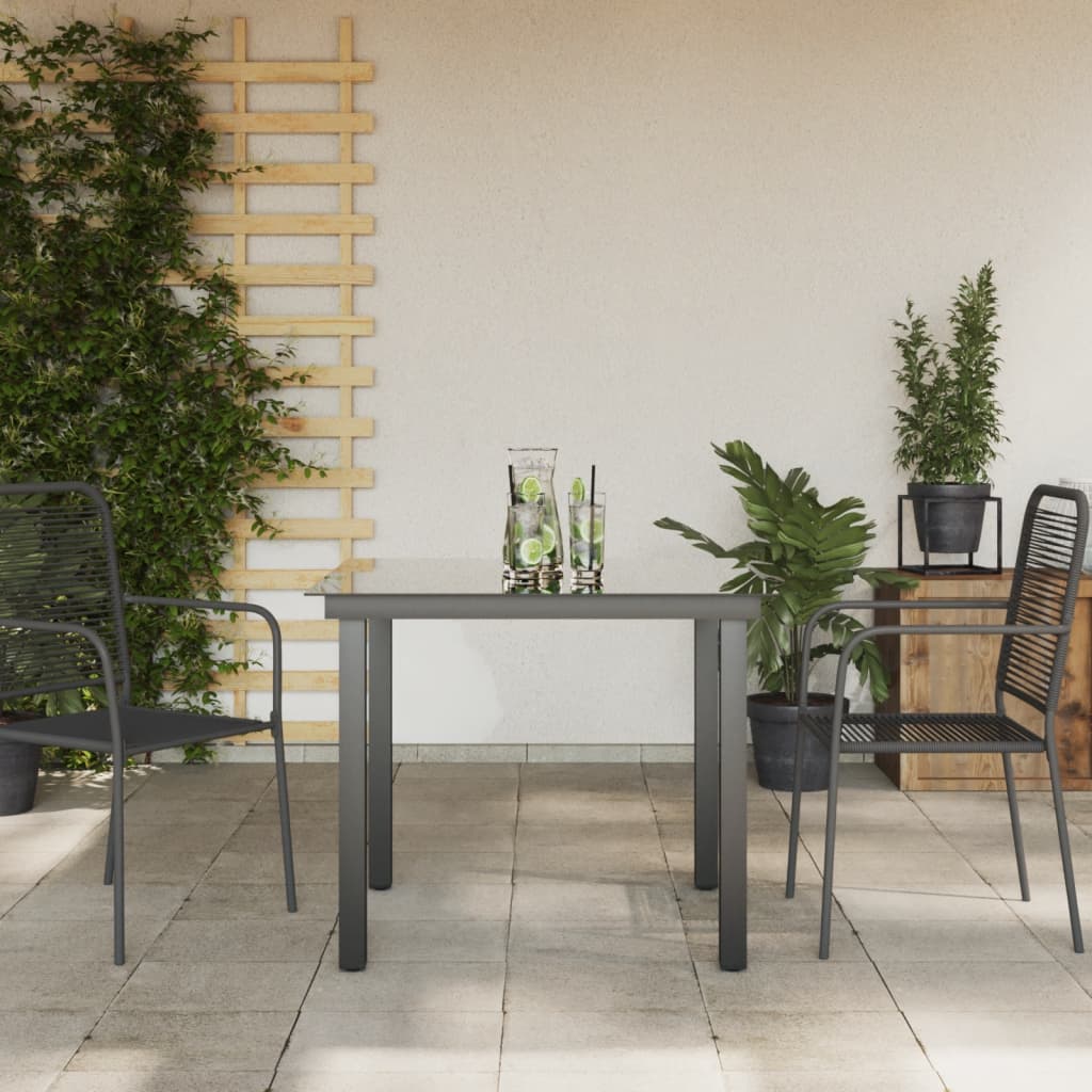 Tuintafel 80x80x74 cm aluminium en glas zwart Tuintafels | Creëer jouw Trendy Thuis | Gratis bezorgd & Retour | Trendy.nl