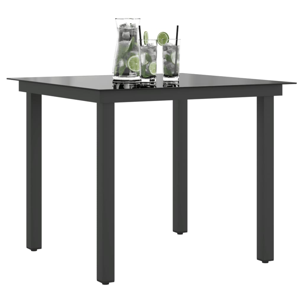 Tuintafel 80x80x74 cm aluminium en glas zwart Tuintafels | Creëer jouw Trendy Thuis | Gratis bezorgd & Retour | Trendy.nl