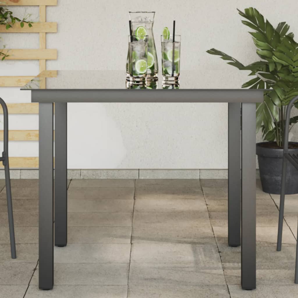 Tuintafel 80x80x74 cm aluminium en glas zwart Tuintafels | Creëer jouw Trendy Thuis | Gratis bezorgd & Retour | Trendy.nl