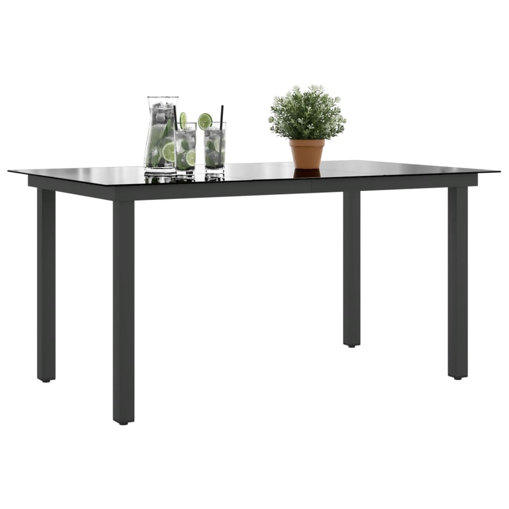 Tuintafel 150x90x74 cm aluminium en glas zwart Tuintafels | Creëer jouw Trendy Thuis | Gratis bezorgd & Retour | Trendy.nl