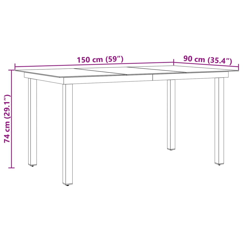 Tuintafel 150x90x74 cm aluminium en glas zwart Tuintafels | Creëer jouw Trendy Thuis | Gratis bezorgd & Retour | Trendy.nl