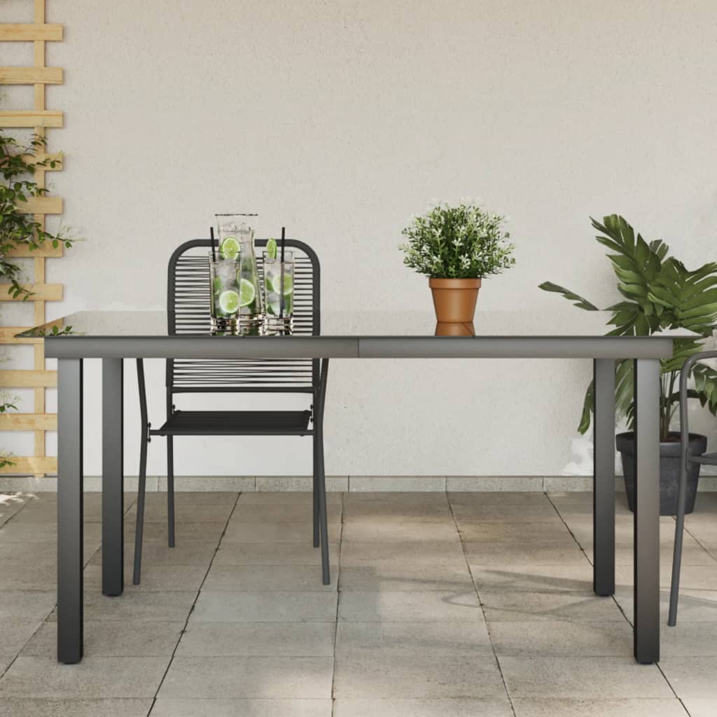 Tuintafel 150x90x74 cm aluminium en glas zwart Tuintafels | Creëer jouw Trendy Thuis | Gratis bezorgd & Retour | Trendy.nl