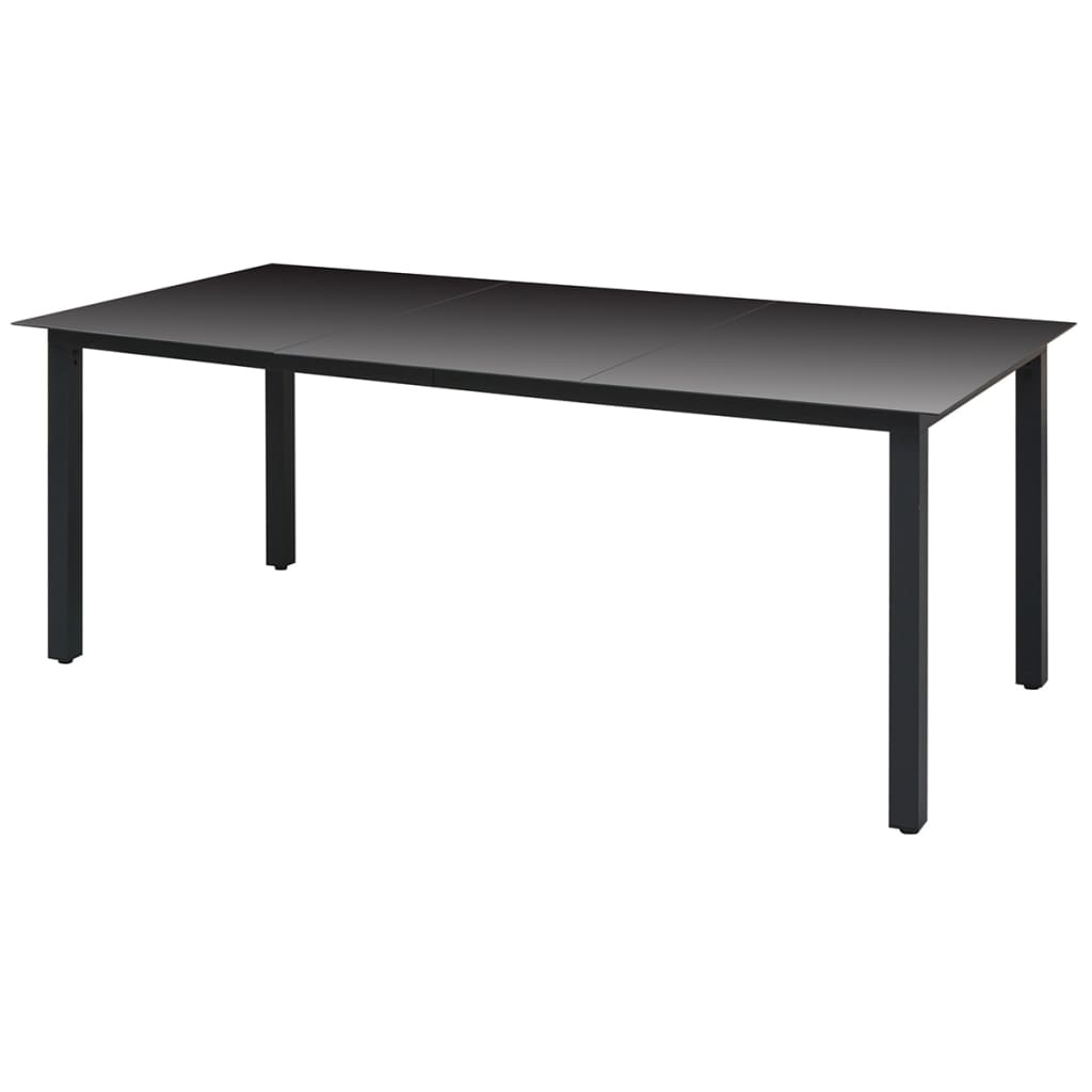 Tuintafel 190x90x74 cm aluminium en glas zwart Tuintafels | Creëer jouw Trendy Thuis | Gratis bezorgd & Retour | Trendy.nl