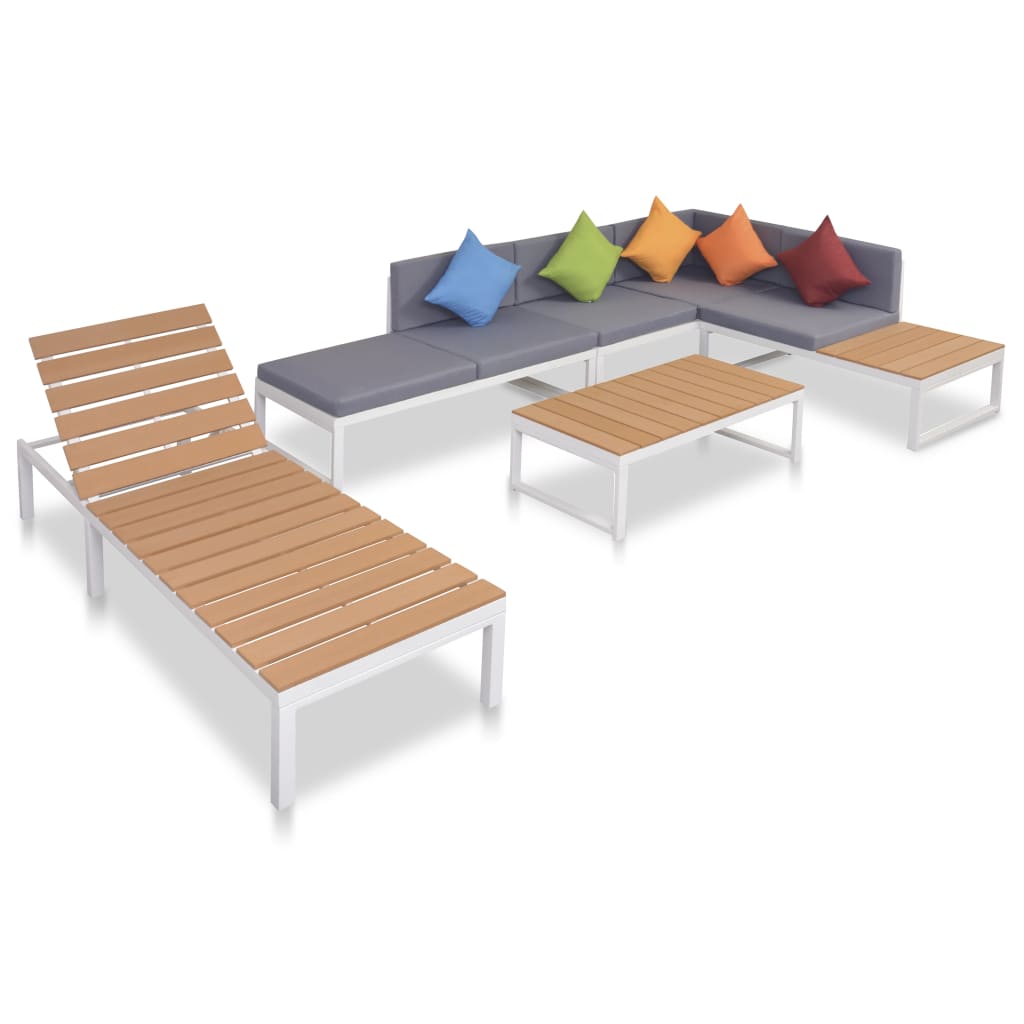 5-delige Loungeset met kussens aluminium en HKC Tuinsets | Creëer jouw Trendy Thuis | Gratis bezorgd & Retour | Trendy.nl