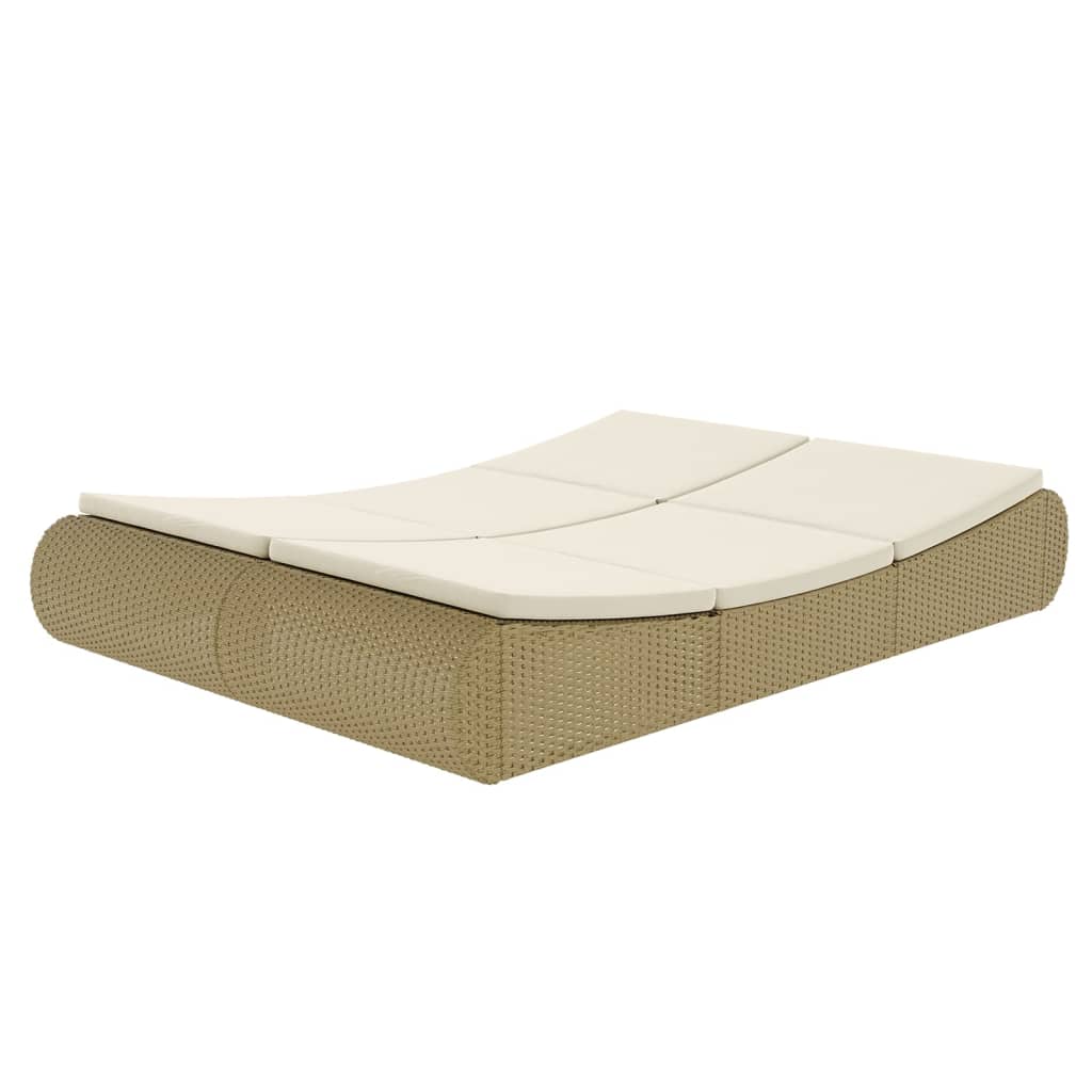 Loungebed poly rattan beige