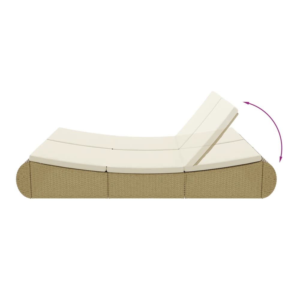 Loungebed poly rattan beige