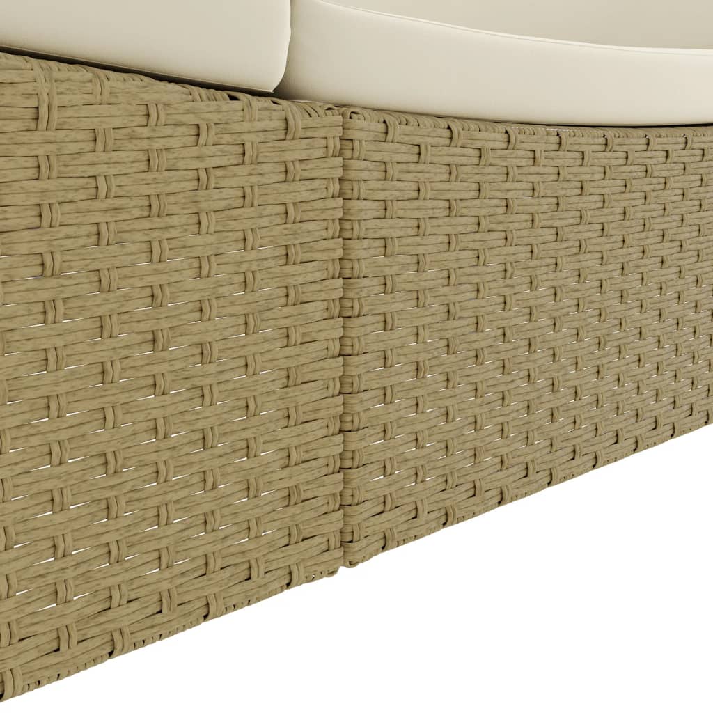 Loungebed poly rattan beige