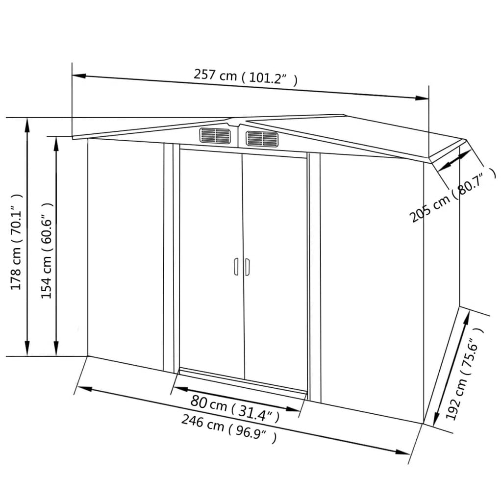 Tuinberging 257x205x178 cm metaal grijs Tuinhuizen | Creëer jouw Trendy Thuis | Gratis bezorgd & Retour | Trendy.nl