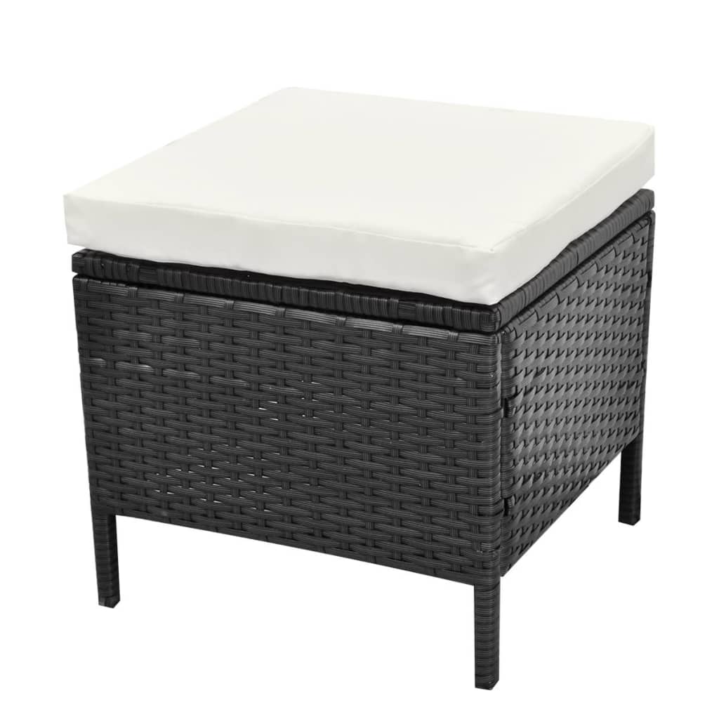 4-delige Loungeset met kussens poly rattan zwart Tuinsets | Creëer jouw Trendy Thuis | Gratis bezorgd & Retour | Trendy.nl