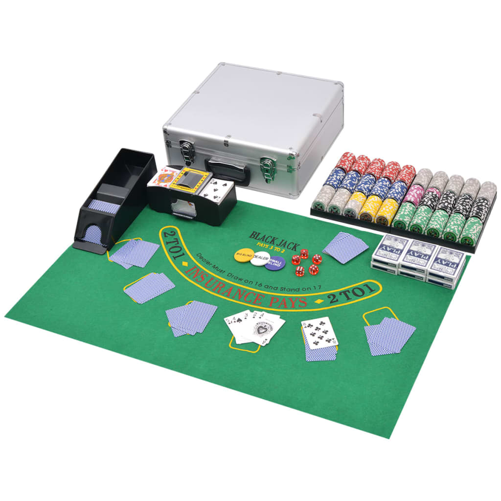 Poker/blackjack set met 600 chips aluminium Pokerfiches & -sets | Creëer jouw Trendy Thuis | Gratis bezorgd & Retour | Trendy.nl