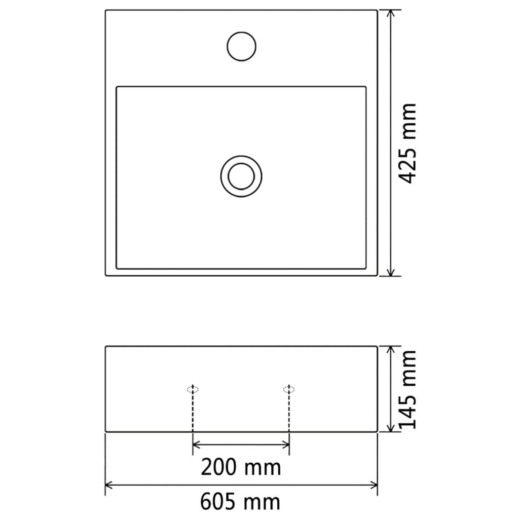 Wastafel met kraangat wit 60,5x42,5x14,5 cm keramiek Gootstenen voor badkamers | Creëer jouw Trendy Thuis | Gratis bezorgd & Retour | Trendy.nl