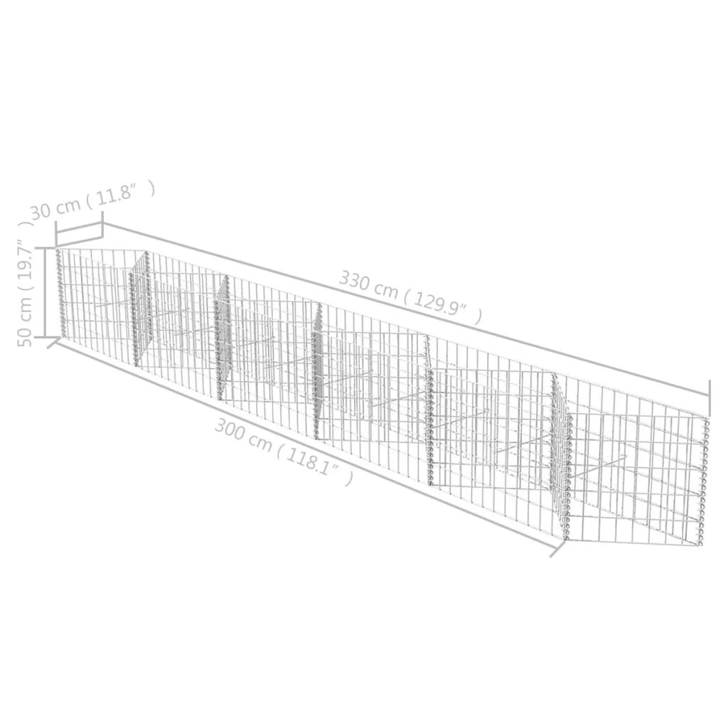 Gabion mand 300x30x50 cm gegalvaniseerd staal Schuttingen & hekwerken | Creëer jouw Trendy Thuis | Gratis bezorgd & Retour | Trendy.nl