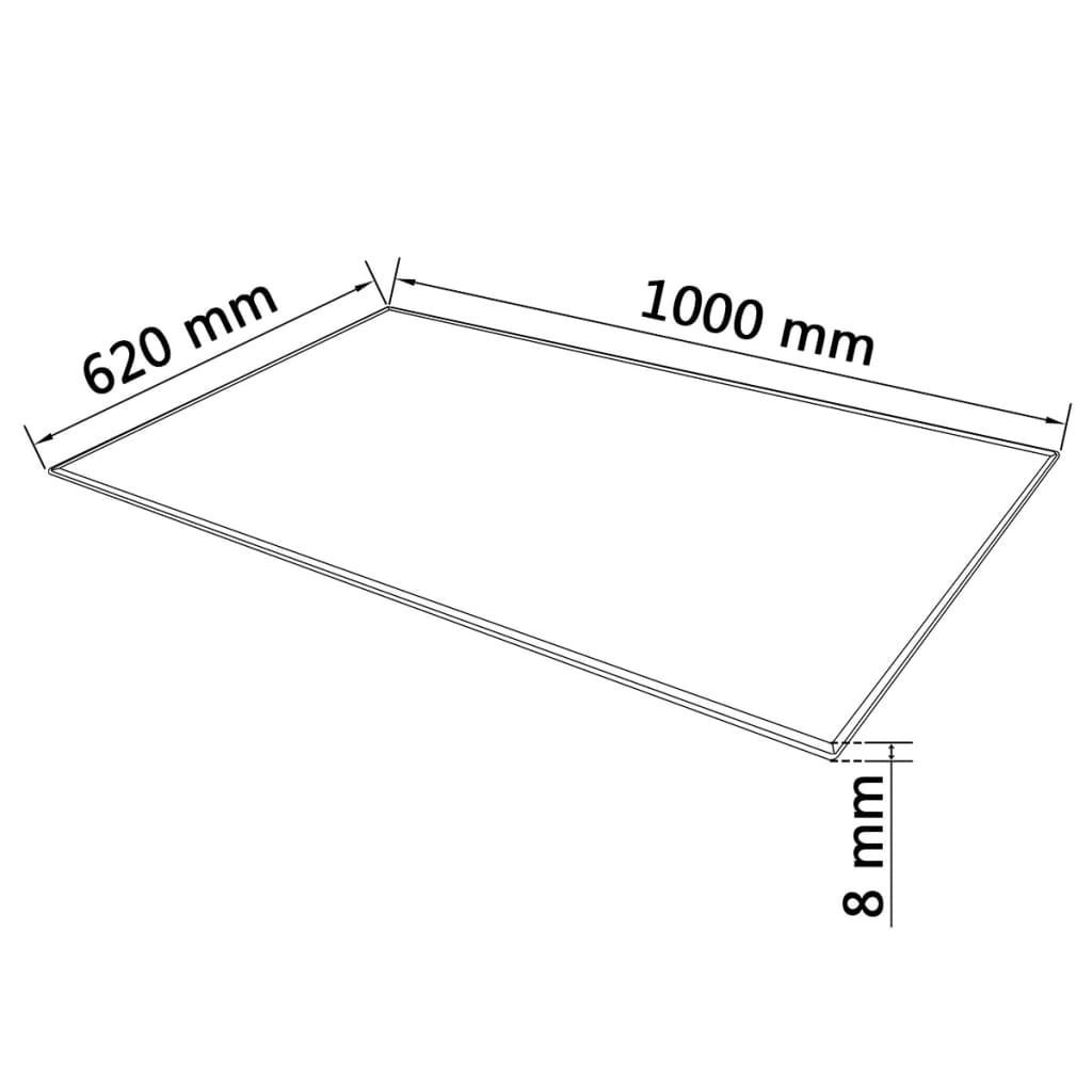 Tafelblad van gehard glas 1000x620 mm rechthoekig