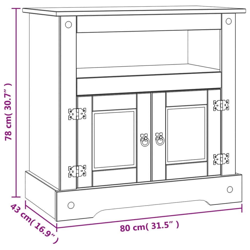 Tv-meubel Mexicaans grenenhout Corona-stijl 80x43x78 cm Tv-meubels | Creëer jouw Trendy Thuis | Gratis bezorgd & Retour | Trendy.nl