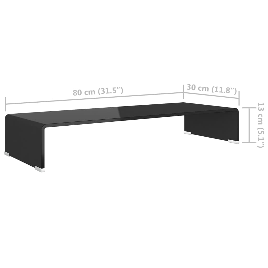 Tv-meubel/monitorverhoger zwart 80x30x13 cm glas Tv-meubels | Creëer jouw Trendy Thuis | Gratis bezorgd & Retour | Trendy.nl