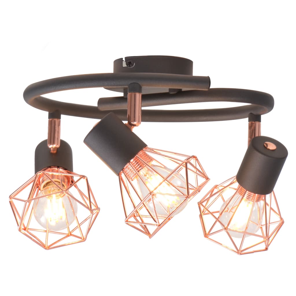 Plafondlamp met 3 spotlights E14 zwart en koperkleurig Plafondlampen | Creëer jouw Trendy Thuis | Gratis bezorgd & Retour | Trendy.nl