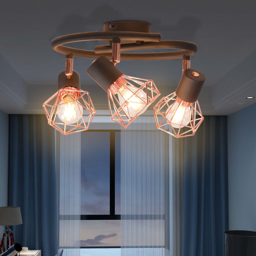 Plafondlamp met 3 spotlights E14 zwart en koperkleurig Plafondlampen | Creëer jouw Trendy Thuis | Gratis bezorgd & Retour | Trendy.nl