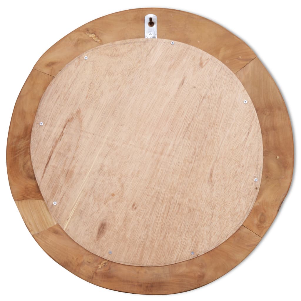 Decoratieve spiegel rond 60 cm teakhout