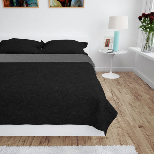 Bedsprei dubbelzijdig 220x240 cm quilt grijs en zwart Dekbedden | Creëer jouw Trendy Thuis | Gratis bezorgd & Retour | Trendy.nl