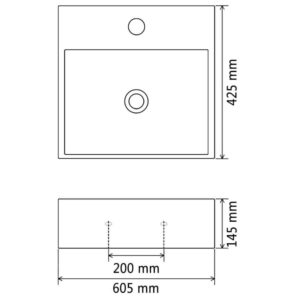 Wastafel met kraangat 60,5x42,5x14,5 cm keramiek zwart Gootstenen voor badkamers | Creëer jouw Trendy Thuis | Gratis bezorgd & Retour | Trendy.nl