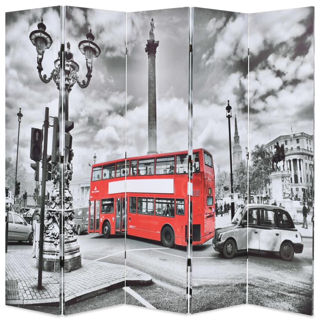 Kamerscherm inklapbaar Londen bus 200x170 cm zwart en wit Kamerschermen | Creëer jouw Trendy Thuis | Gratis bezorgd & Retour | Trendy.nl