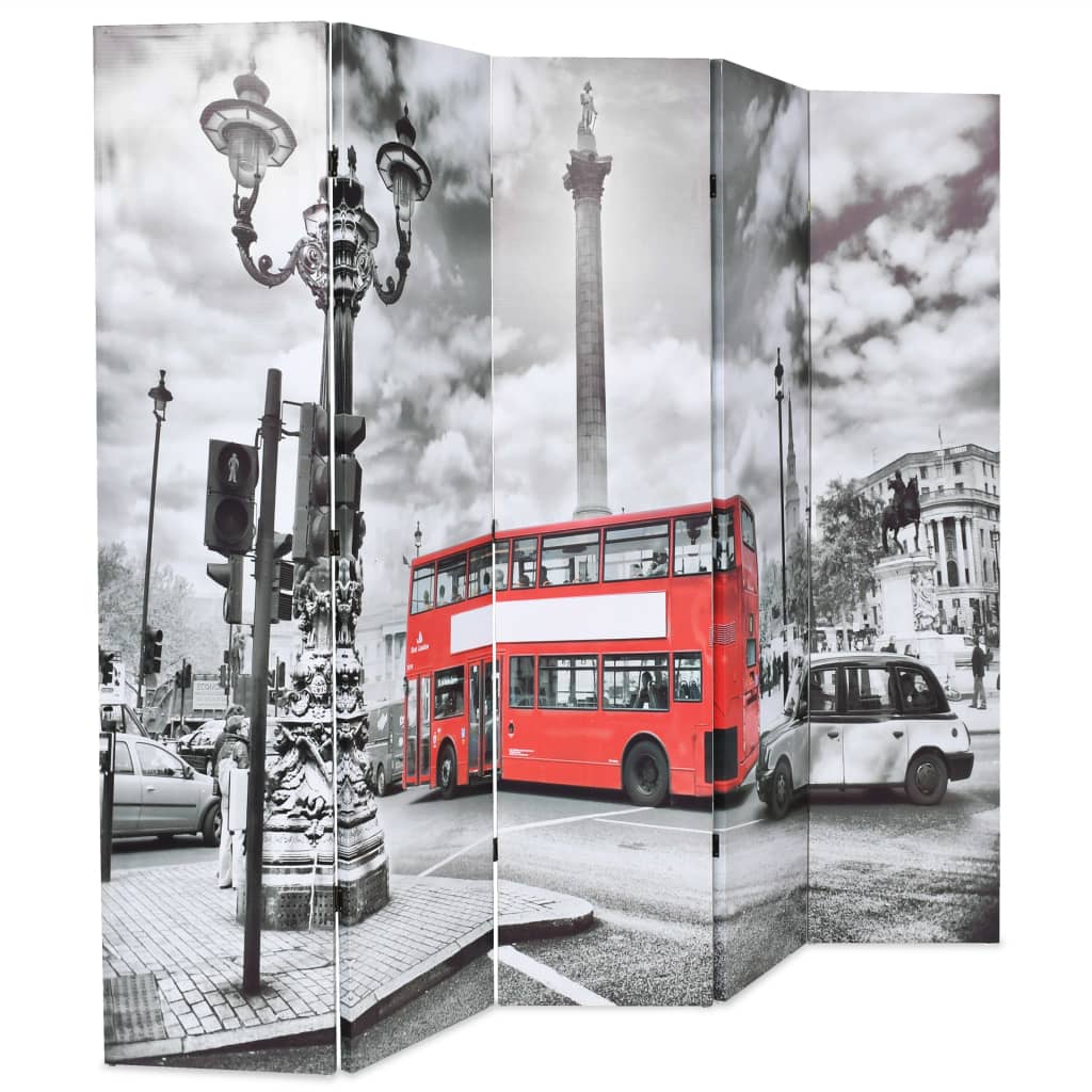 Kamerscherm inklapbaar Londen bus 200x170 cm zwart en wit Kamerschermen | Creëer jouw Trendy Thuis | Gratis bezorgd & Retour | Trendy.nl