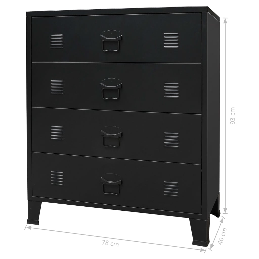 Ladekast industriële stijl 78x40x93 cm metaal zwart Commodes & ladekasten | Creëer jouw Trendy Thuis | Gratis bezorgd & Retour | Trendy.nl