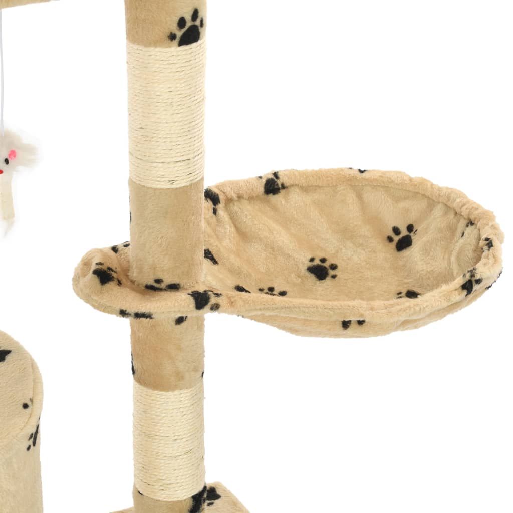 Kattenkrabpaal met sisal krabpalen 138 cm pootafdrukken beige Kattenmeubels | Creëer jouw Trendy Thuis | Gratis bezorgd & Retour | Trendy.nl