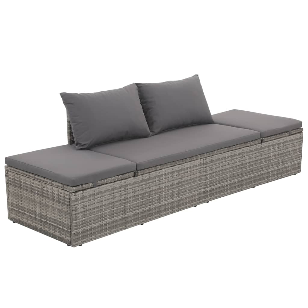 Tuinbed 195x60 cm poly rattan grijs Tuinbedden | Creëer jouw Trendy Thuis | Gratis bezorgd & Retour | Trendy.nl