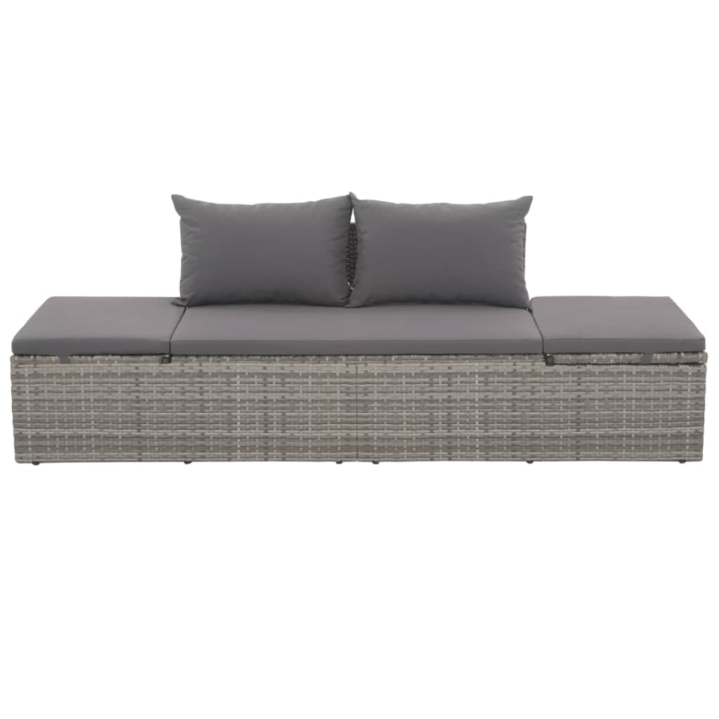 Tuinbed 195x60 cm poly rattan grijs Tuinbedden | Creëer jouw Trendy Thuis | Gratis bezorgd & Retour | Trendy.nl