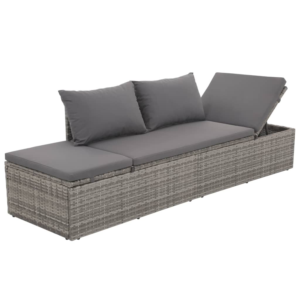 Tuinbed 195x60 cm poly rattan grijs Tuinbedden | Creëer jouw Trendy Thuis | Gratis bezorgd & Retour | Trendy.nl