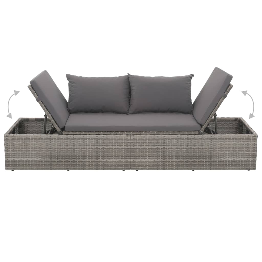 Tuinbed 195x60 cm poly rattan grijs Tuinbedden | Creëer jouw Trendy Thuis | Gratis bezorgd & Retour | Trendy.nl