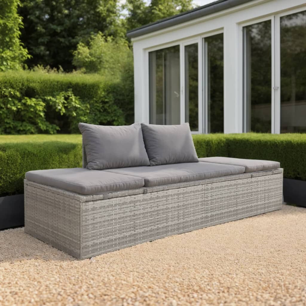 Tuinbed 195x60 cm poly rattan grijs Tuinbedden | Creëer jouw Trendy Thuis | Gratis bezorgd & Retour | Trendy.nl