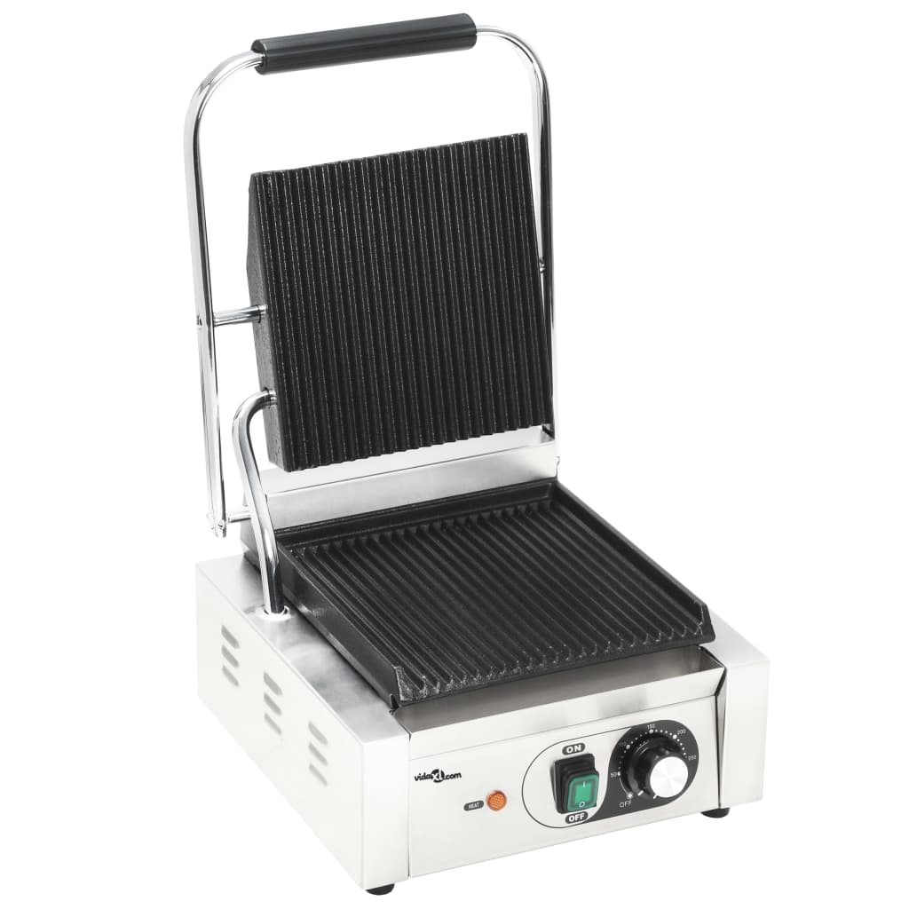 Panini grill gegroefd 1800 W 31x30,5x20 cm roestvrij staal