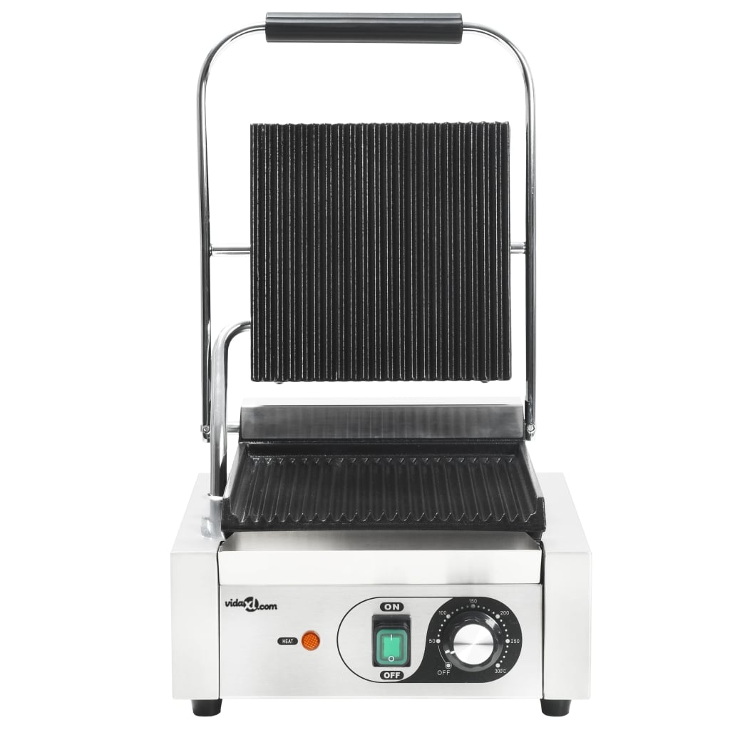 Panini grill gegroefd 1800 W 31x30,5x20 cm roestvrij staal