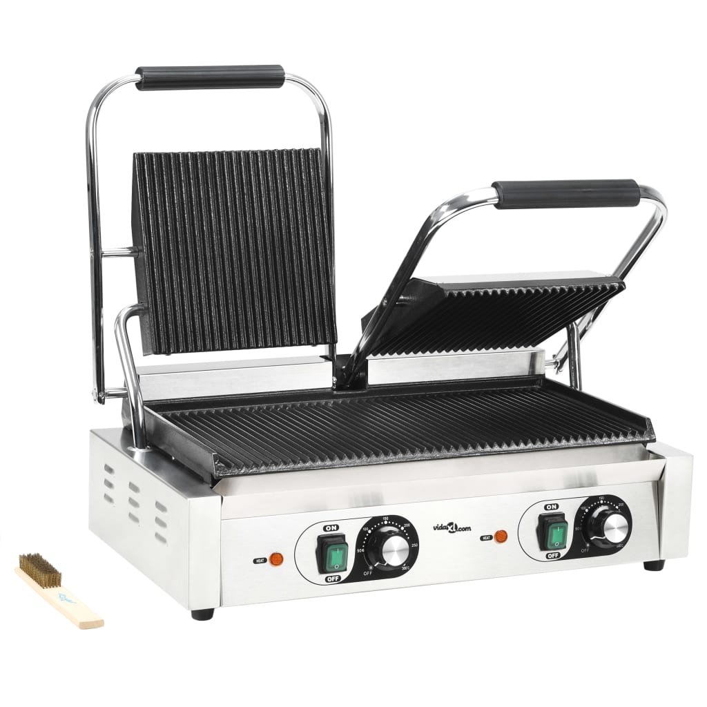 Panini grill dubbel gegroefd 3600 W 57x30,5x20 cm