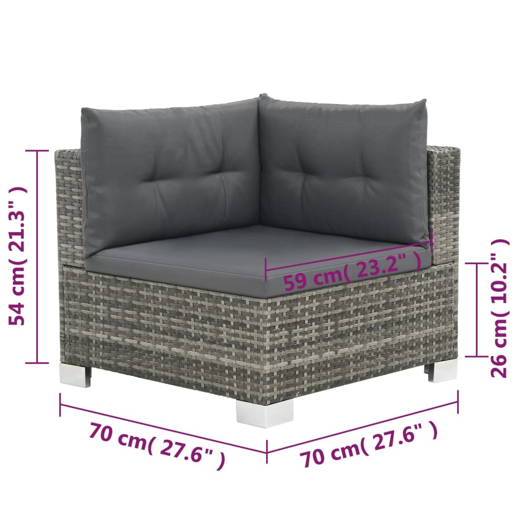 10-delige Loungeset met kussens poly rattan grijs Tuinsets | Creëer jouw Trendy Thuis | Gratis bezorgd & Retour | Trendy.nl