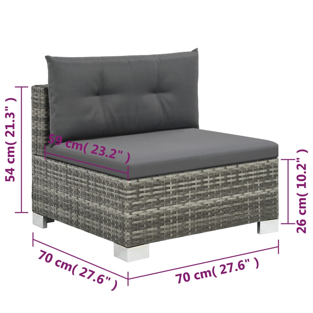 10-delige Loungeset met kussens poly rattan grijs Tuinsets | Creëer jouw Trendy Thuis | Gratis bezorgd & Retour | Trendy.nl