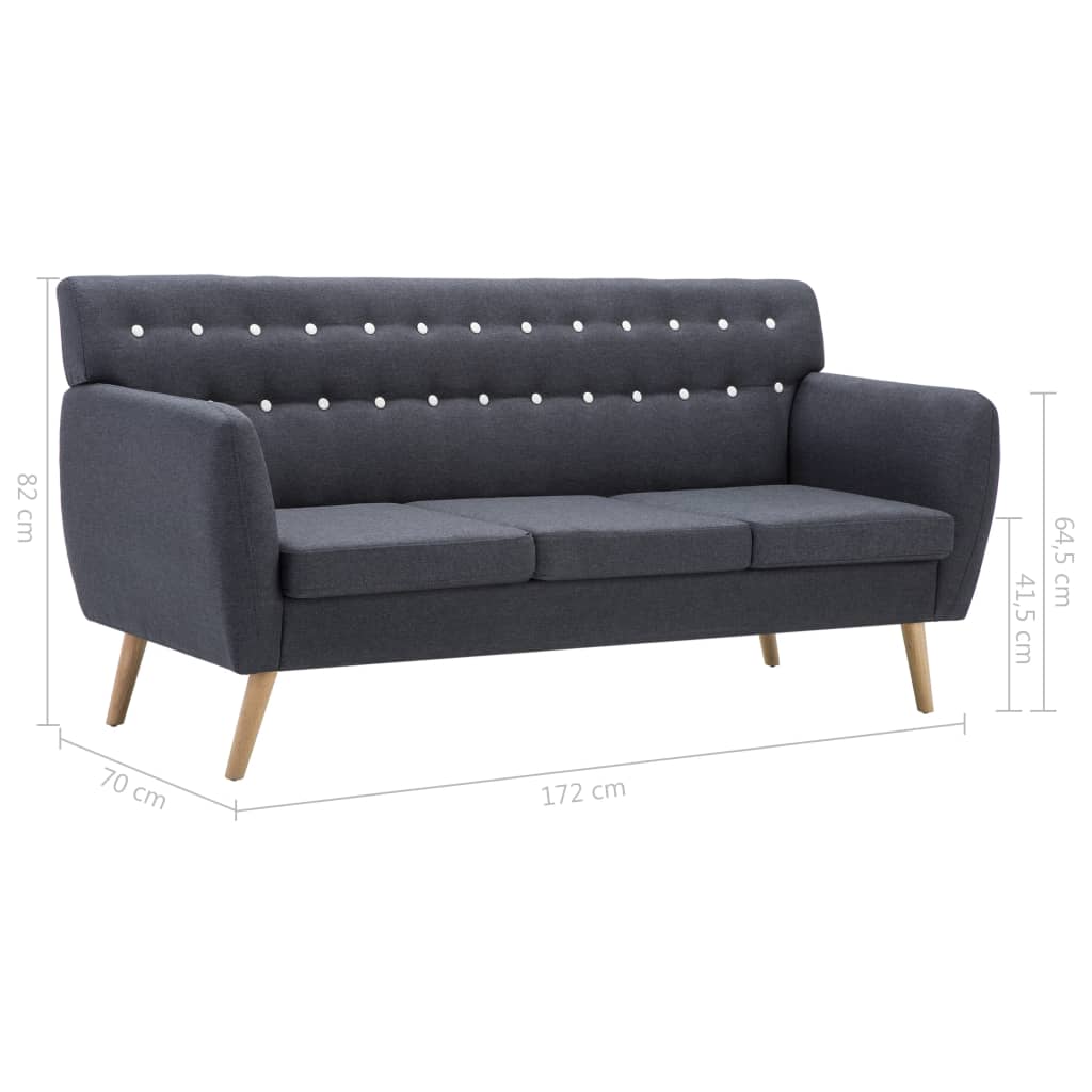 Driezitsbank 172x70x82 cm stof donkergrijs Banken | Creëer jouw Trendy Thuis | Gratis bezorgd & Retour | Trendy.nl