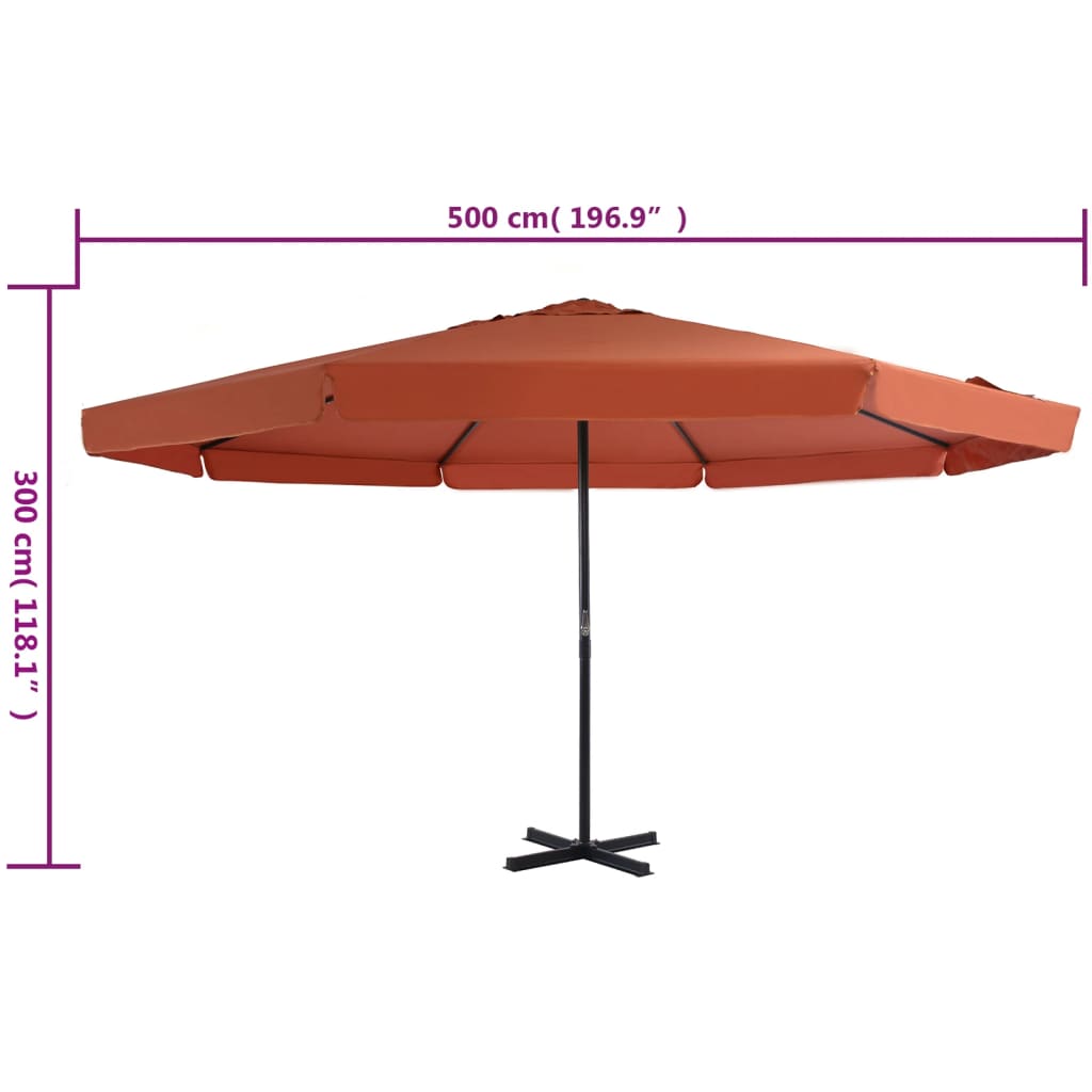 Parasol met aluminium paal 500 cm terracottakleurig Parasols en zonneschermen | Creëer jouw Trendy Thuis | Gratis bezorgd & Retour | Trendy.nl