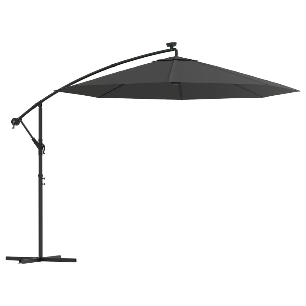 Zweefparasol met LED-verlichting stalen paal 300 cm antraciet Parasols en zonneschermen | Creëer jouw Trendy Thuis | Gratis bezorgd & Retour | Trendy.nl