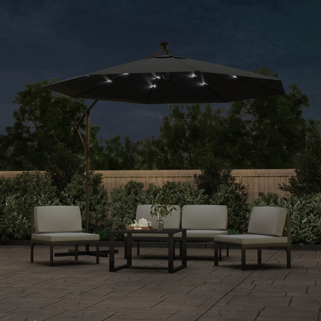 Zweefparasol met LED-verlichting stalen paal 300 cm antraciet Parasols en zonneschermen | Creëer jouw Trendy Thuis | Gratis bezorgd & Retour | Trendy.nl