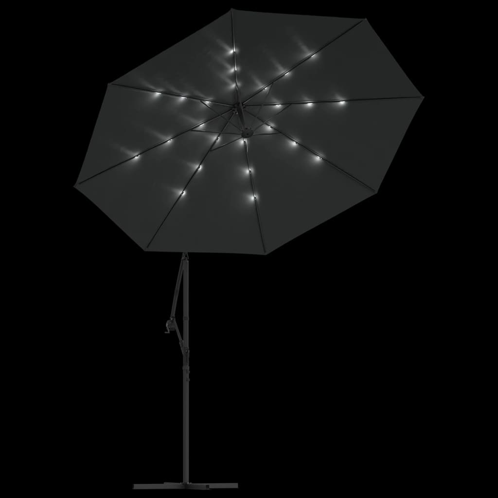 Zweefparasol met LED-verlichting stalen paal 300 cm antraciet Parasols en zonneschermen | Creëer jouw Trendy Thuis | Gratis bezorgd & Retour | Trendy.nl